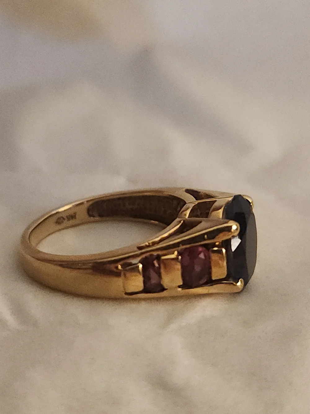 14k Gold 5-stone Purple Tourmalime Vintage Style Ring
